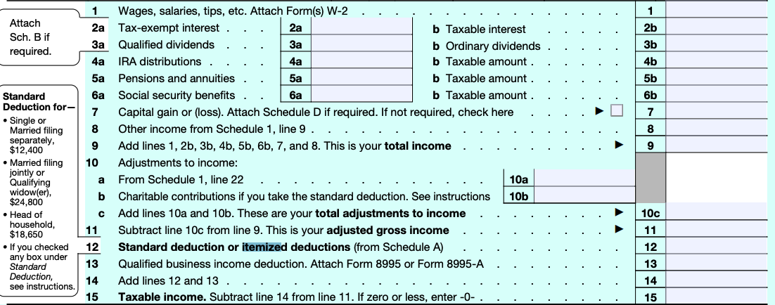 Fig 1. Form 1040 (gross income, source IRS)